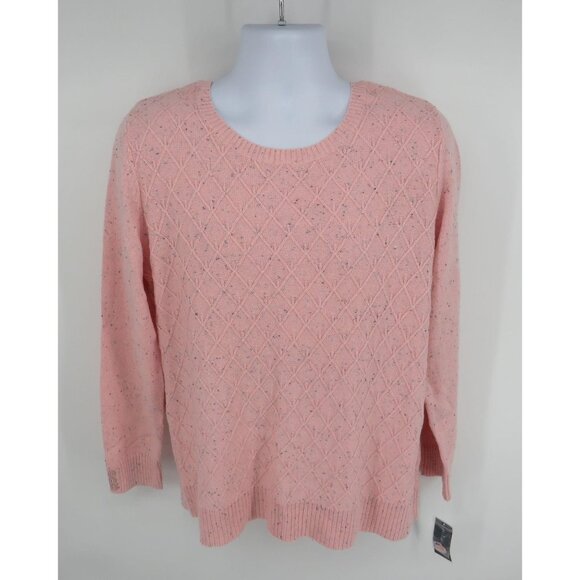 Karen Scott Women's Diamond Cable Sweater XL Soft Pink XL NWT $46.50 - Picture 1 of 7